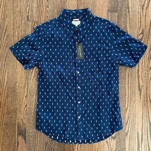 Bridge & Burn S/S Navy Dobby Slim size Small